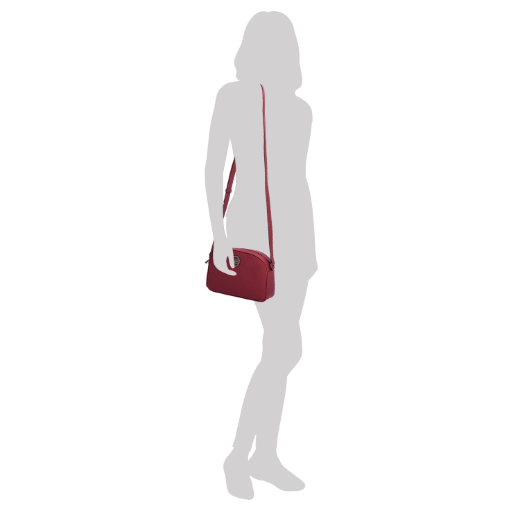 Malá kožená crossbody kabelka s kapsou na zip Noelia Bolger materiál kůže zapínání na zip barva červená velikost malá NB 3013 CV Na postavě