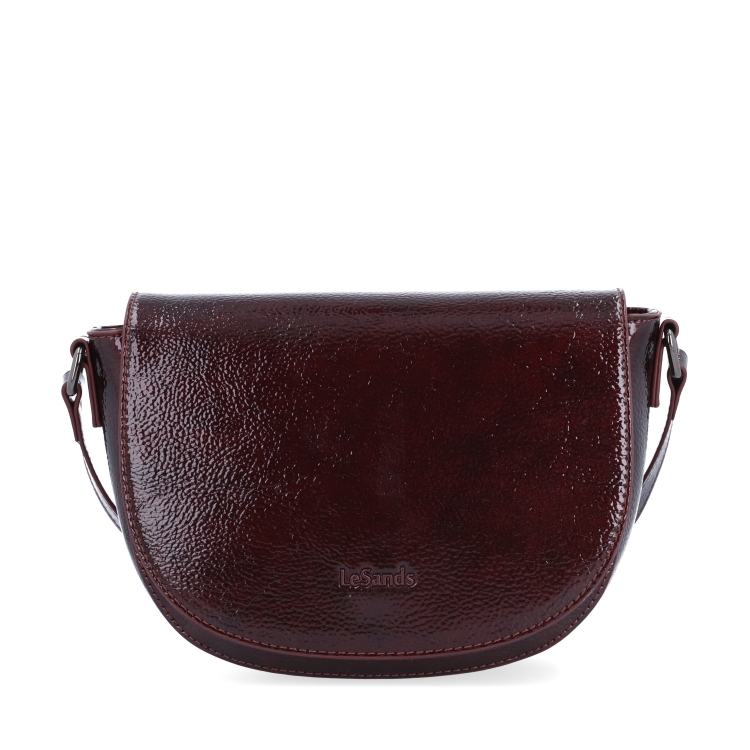 Elegantní crossbody kabelka s klopou Le Sands materiál syntetická kůže zapínání s klopou barva vínová velikost malá 4647 BO Zepředu