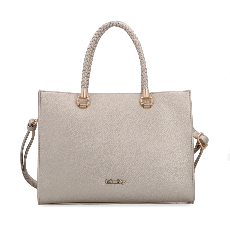 Dámská kabelka s odnímatelným crossbody popruhem Le Sands materiál syntetická kůže zapínání na zip barva metalická velikost střední 4648 ZL Zepředu