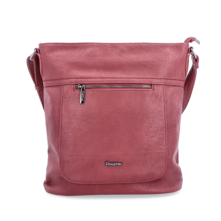 Crossbody kabelka s přední a zadní kapsou Tangerin materiál syntetická kůže zapínání na zip barva vínová velikost střední 8036 BO Zepředu