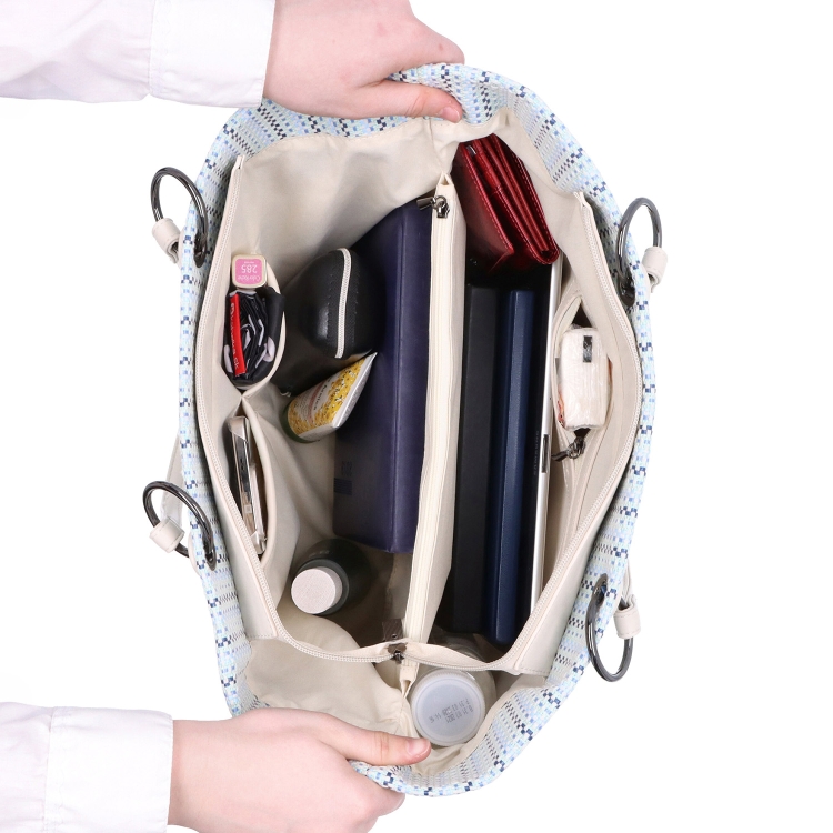 Prostorná shopper kabelka se strukturovaným povrchem Le Sands materiál syntetická kůže zapínání na zip barva béžová velikost velká 4614 BE Vnitřek