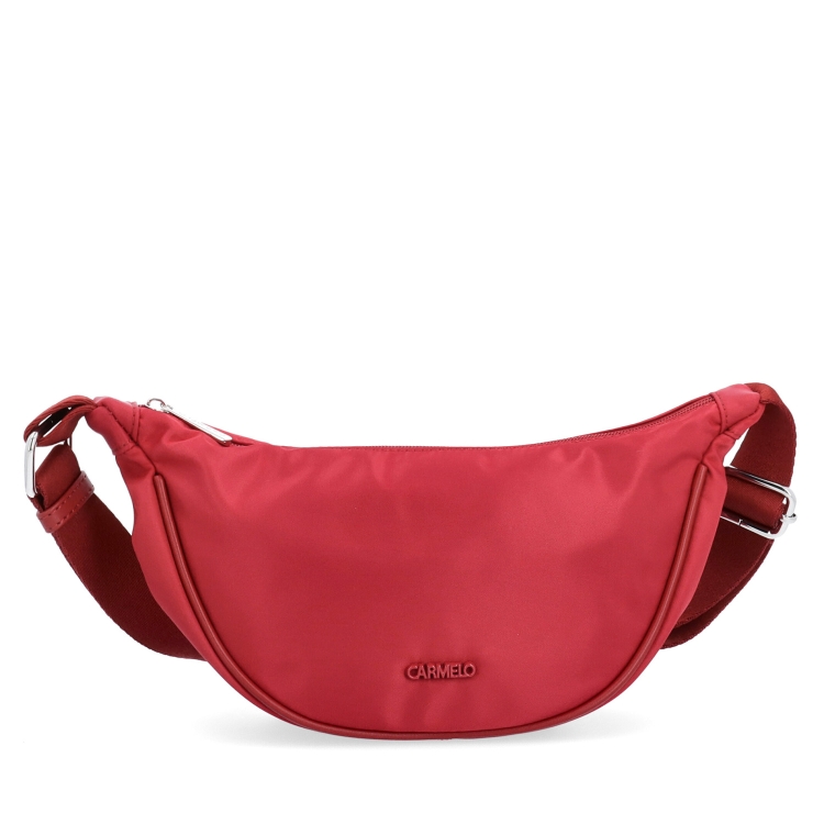 Malá nylonová kabelky typu moonbag Carmelo materiál nylon zapínání na zip barva červená velikost malá 6609 CV Zepředu