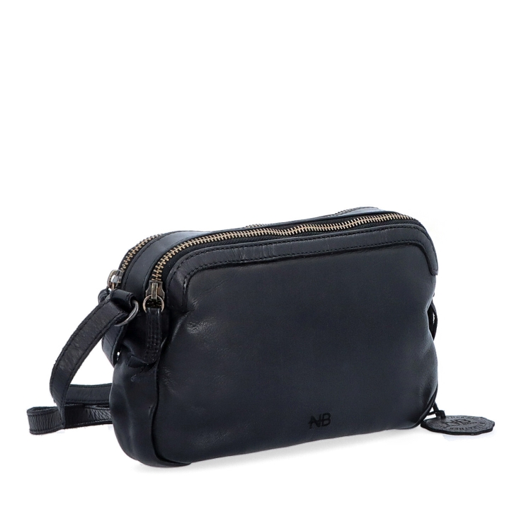 Minimalistická kožená crossbody kabelka Noelia Bolger materiál kůže zapínání na zip barva černá velikost malá NB 2407 C