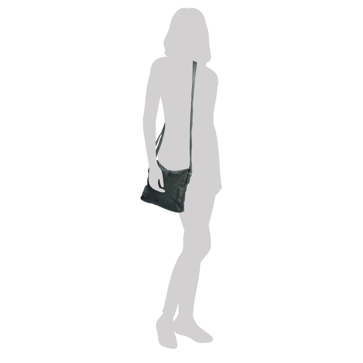 Kožená crossbody kabelka s moderním designem Noelia Bolger materiál kůže zapínání na zip barva zelená velikost malá NB 2400 ZE Na postavě
