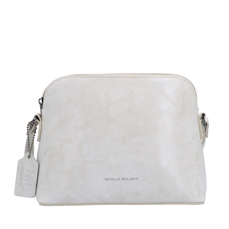 Minimalistická kožená crossbody kabelka na každý den Noelia Bolger materiál kůže zapínání na zip barva bílá velikost malá NB 0116 OW Zepředu