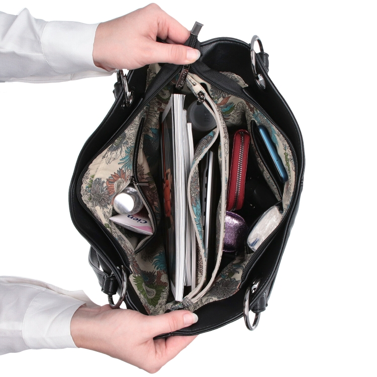 Velká shopper kabelka přes rameno Tangerin materiál syntetická kůže zapínání na zip barva vínová velikost velká 8025 BO Vnitřek