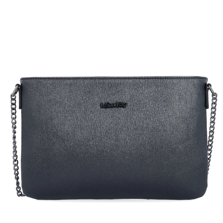 Elegantní crossbody kabelka s jemným leskem Le Sands materiál syntetická kůže zapínání na zip barva černá velikost malá 4608 C Zepředu