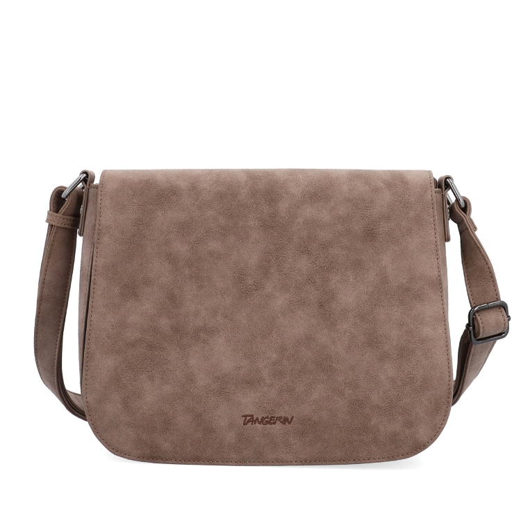 Elegantní crossbody kabelka s klopou Tangerin materiál syntetická kůže zapínání na zip barva hnědá velikost střední 1115 H Zepředu