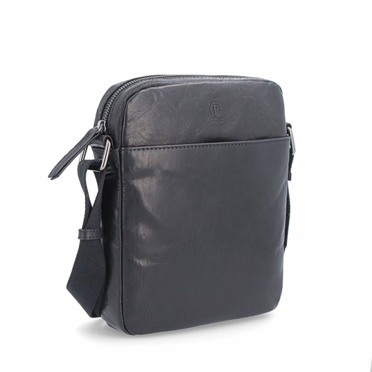 Pánská kožená crossbody taška s kapsami Poyem materiál kůže barva černá velikost malá 2200 Poyem C