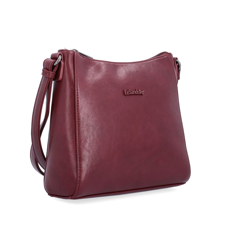 Minimalistická crossbody kabelka do města Le Sands materiál syntetická kůže zapínání na zip barva vínová velikost malá 7706 BO