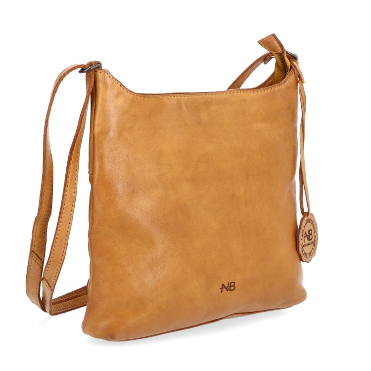 Kožená crossbody kabelka pro každý den Noelia Bolger materiál kůže zapínání na zip barva žlutá velikost malá NB 2404 ZLU