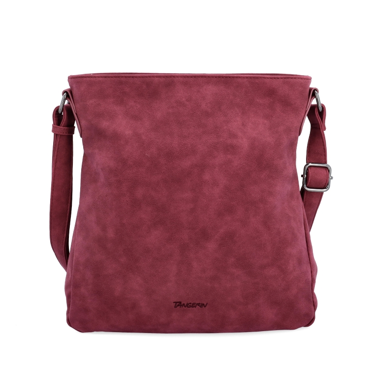 Stylová crossbody kabelka s čistým designem Tangerin materiál syntetická kůže zapínání na zip barva vínová velikost střední 1101 BO Zepředu