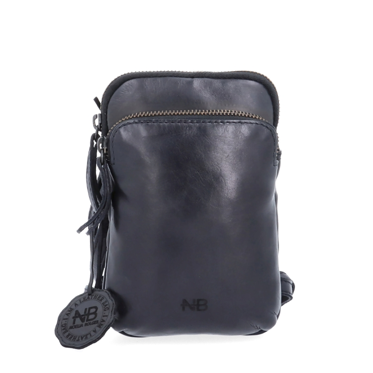 Stylová kožená crossbody taška Noelia Bolger materiál kůže zapínání na zip barva černá velikost malá NB 2419 C Zepředu