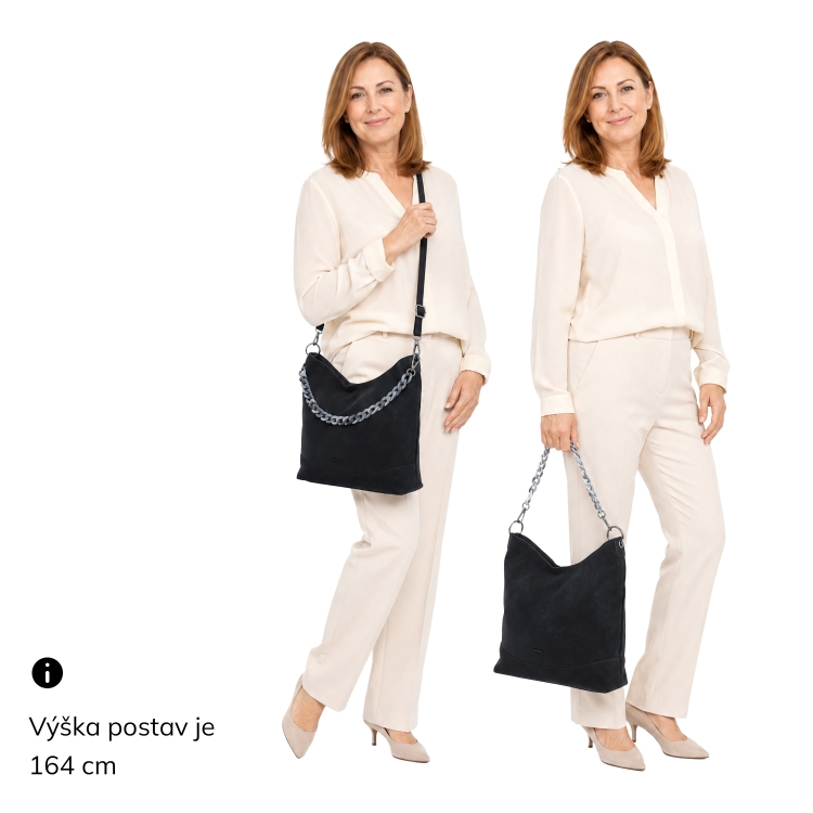 Stylová crossbody kabelka s odepínacím řetízkem Carmelo materiál syntetická kůže zapínání na zip barva hnědá velikost střední 4660 H Na postavě