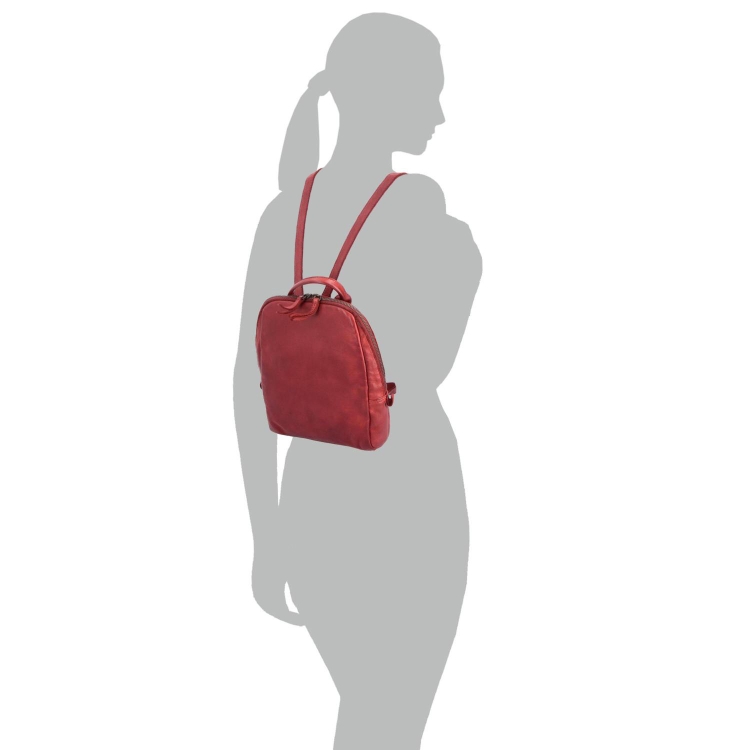 Malý batoh z pravé kůže Noelia Bolger materiál kůže zapínání na zip barva červená velikost malá NB 2020 CV Na postavě