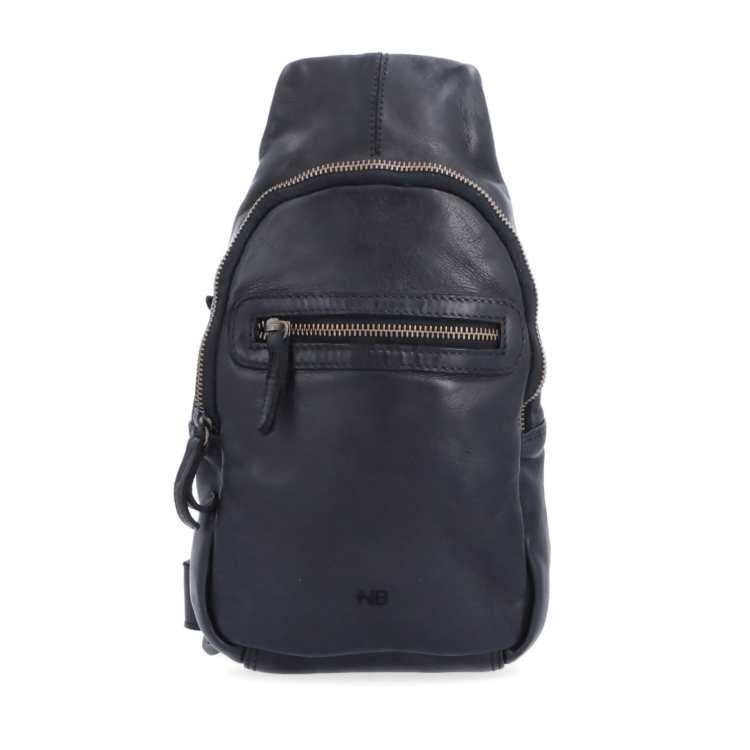 Kožený crossbody bodybag s variabilním nošením Noelia Bolger materiál kůže zapínání na zip barva černá velikost malá NB 2034 C Zepředu