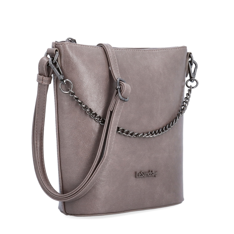 Elegantní crossbody kabelka s řetízkem Le Sands materiál syntetická kůže zapínání na zip barva taupe velikost malá 7722 T