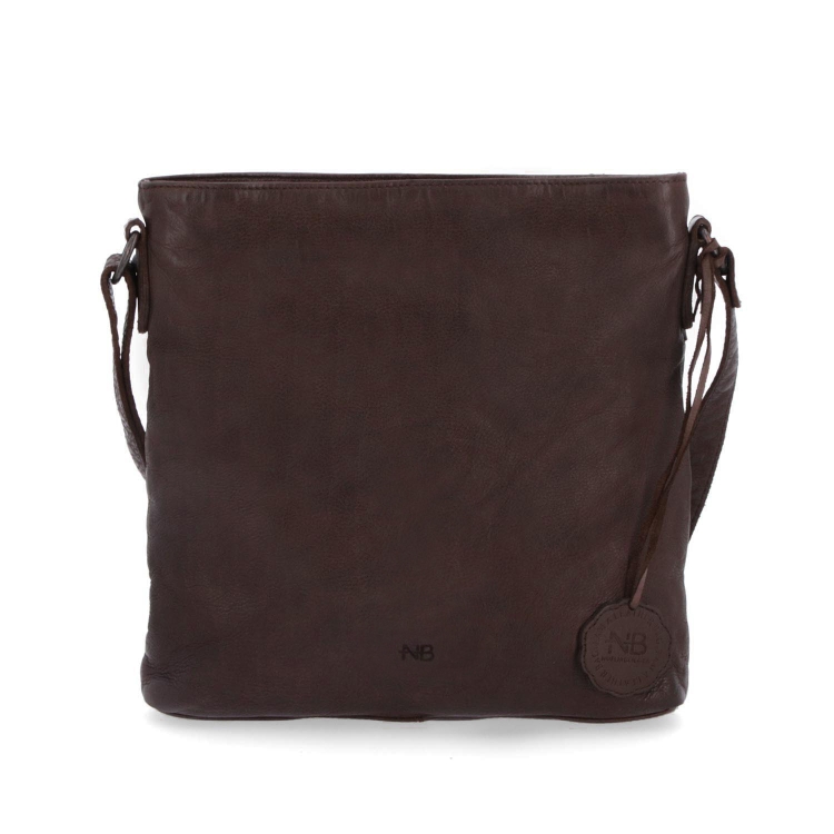 Kožená crossbody kabelka ve vintage stylu Noelia Bolger materiál kůže zapínání na zip barva hnědá velikost malá NB 2001 H Zepředu