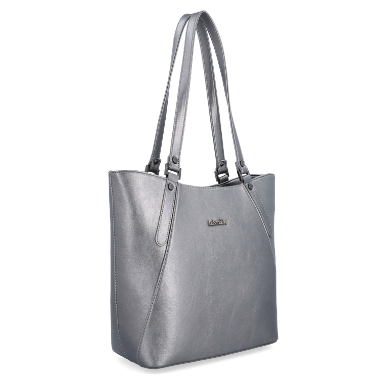 Prostorná shopper kabelka přes rameno Le Sands materiál syntetická kůže zapínání na zip barva metalická velikost velká 7703 TI
