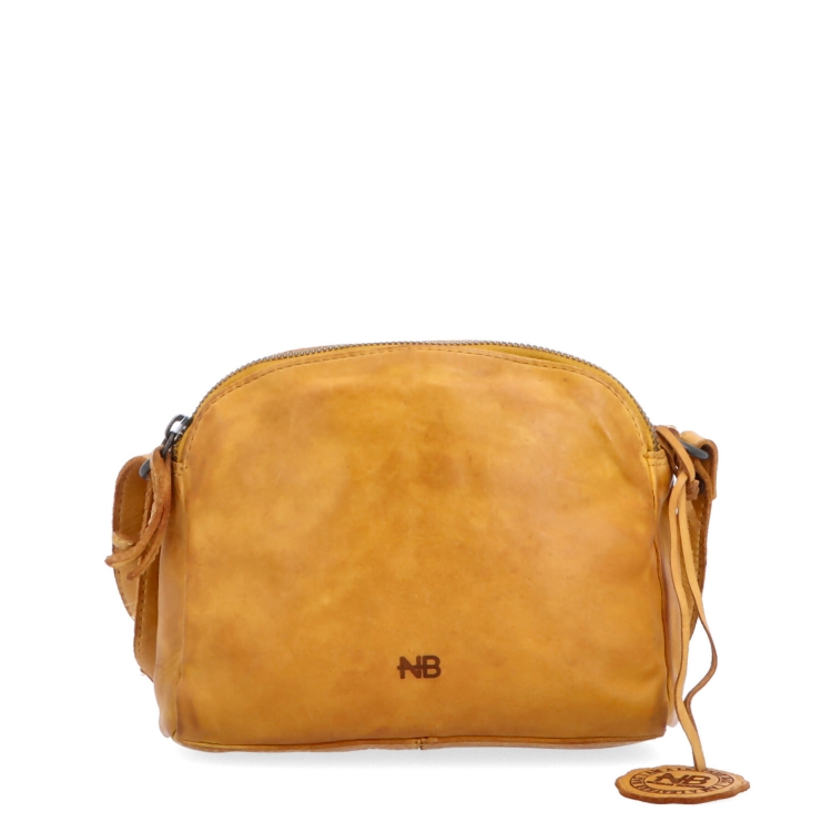 Kvalitní kožená crossbody kabelka Noelia Bolger materiál kůže zapínání na zip barva žlutá velikost malá NB 2408 ZLU Zepředu