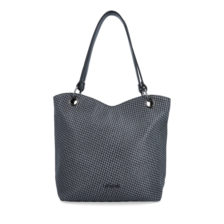 Praktická shopper kabelka s členěným interiérem LeSands materiál syntetická kůže zapínání na zip barva černá velikost velká 4619 C Zepředu