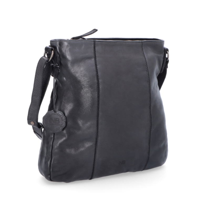Kožená crossbody kabelka s prošíváním Noelia Bolger materiál kůže zapínání na zip barva černá velikost střední NB 2002 C