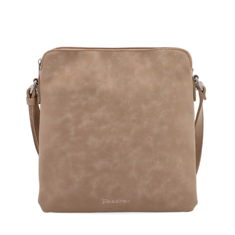 Menší crossbody kabelka z hebkého materiálu Tangerin materiál syntetická kůže zapínání na zip barva béžová velikost malá 7017 SAN Zepředu
