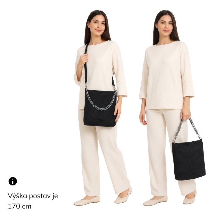 Stylová kabelka s odepínacím ozdobným přívěskem Carmelo materiál syntetická kůže zapínání na zip barva hnědá velikost střední 4659 H Na postavě