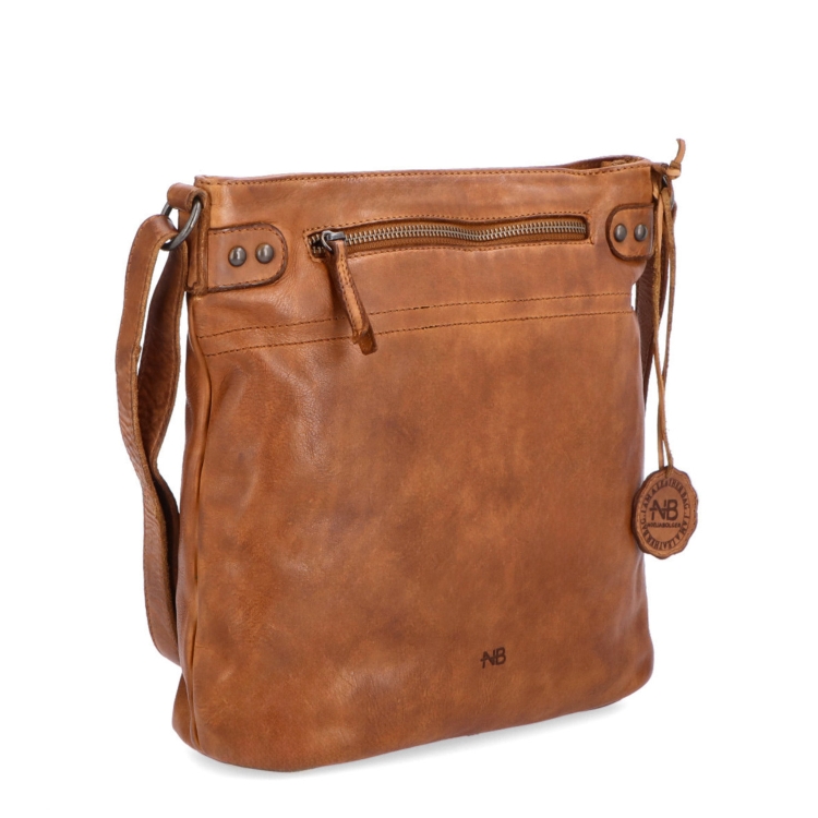 Kožená vintage crossbody s kapsami Noelia Bolger materiál kůže zapínání na zip barva koňaková velikost střední NB 2006 KO