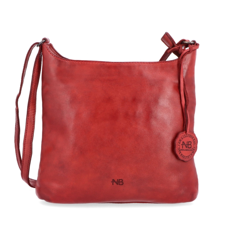 Kožená crossbody kabelka pro každý den Noelia Bolger materiál kůže zapínání na zip barva červená velikost malá NB 2404 CV Zepředu