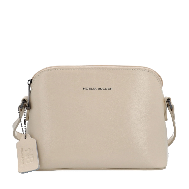 Luxusní malá kožená crossbody kabelka Noelia Bolger materiál kůže zapínání na zip barva béžová velikost malá NB 0080 BE Zepředu