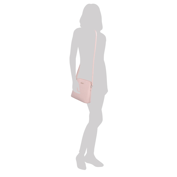 Malá minimalistická crossbody kabelka Le Sands materiál syntetická kůže zapínání na zip barva růžová velikost malá 7712 R Na postavě