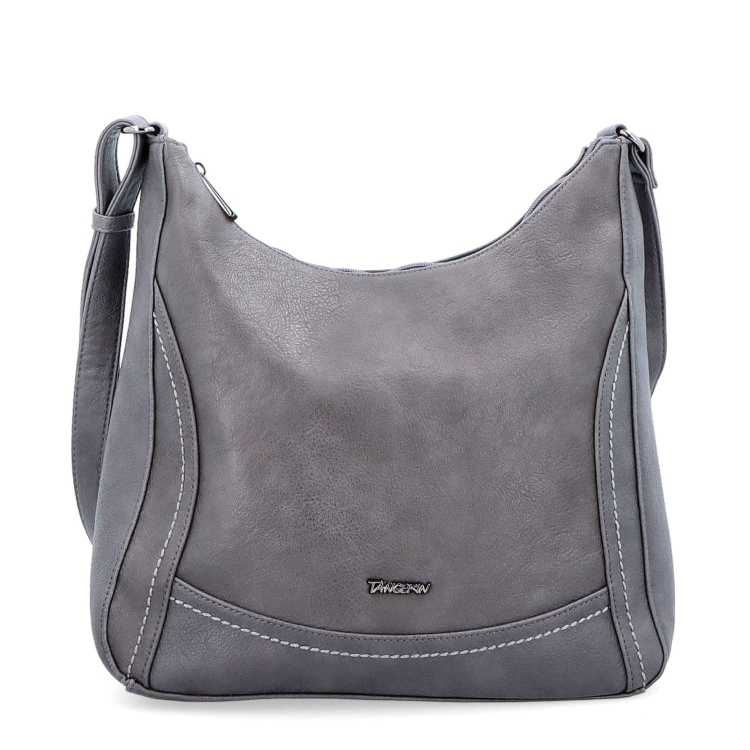 Městská crossbody kabelka ze syntetické kůže Tangerin materiál syntetická kůže zapínání na zip barva šedá velikost střední 8046 TS Zepředu