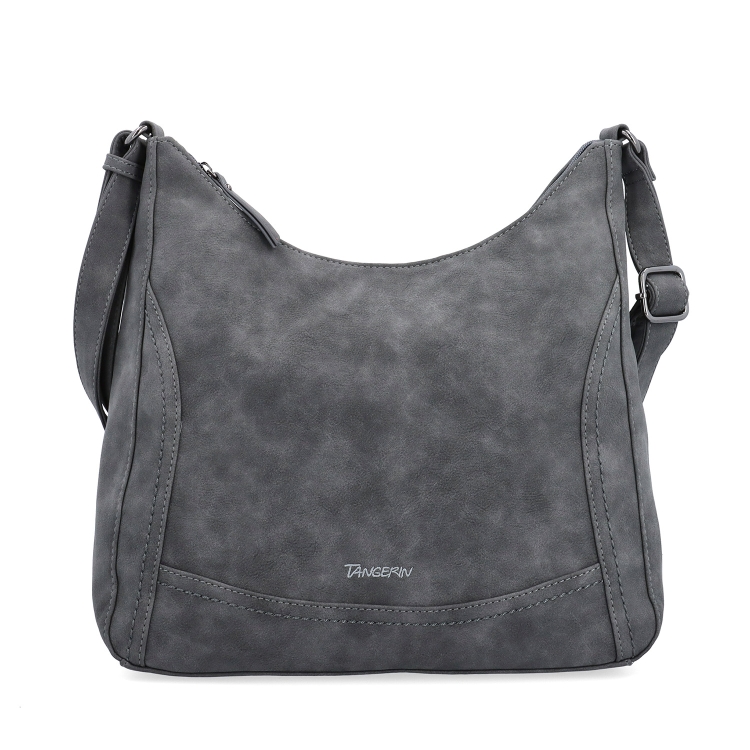 Crossbody syntetická kabelka s prošitím Tangerin materiál syntetická kůže zapínání na zip barva šedá velikost střední 1104 ANT Zepředu