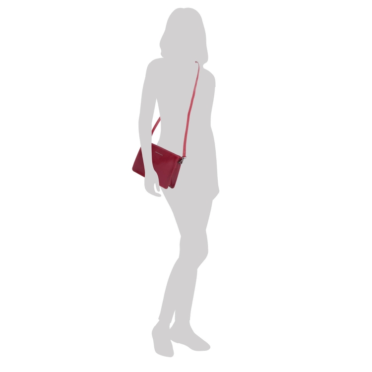 Malá kožená crossbody kabelka Noelia Bolger materiál kůže zapínání na zip barva červená velikost malá NB 0046 TCV Na postavě