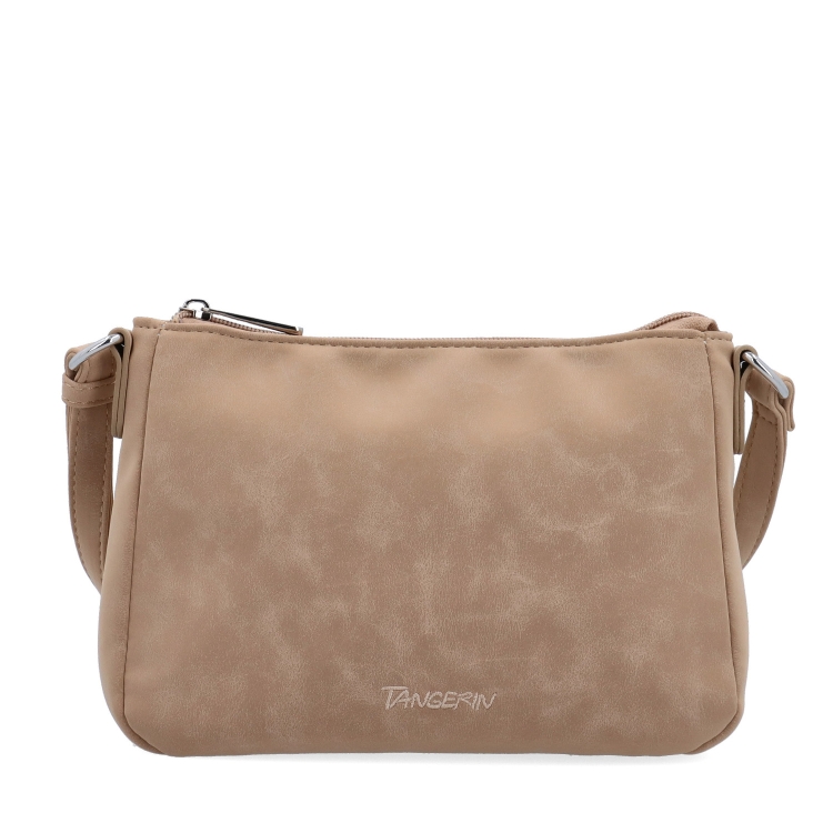 Malá minimalistická crossbody kabelka s hebkým povrchem Tangerin materiál syntetická kůže zapínání na zip barva béžová velikost malá 7016 SAN Zepředu