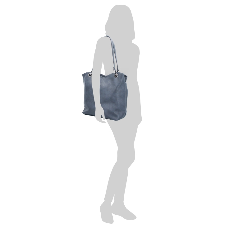 Velká shopper kabelka přes rameno Tangerin materiál syntetická kůže zapínání na zip barva modrá velikost velká 8025 TM Na postavě