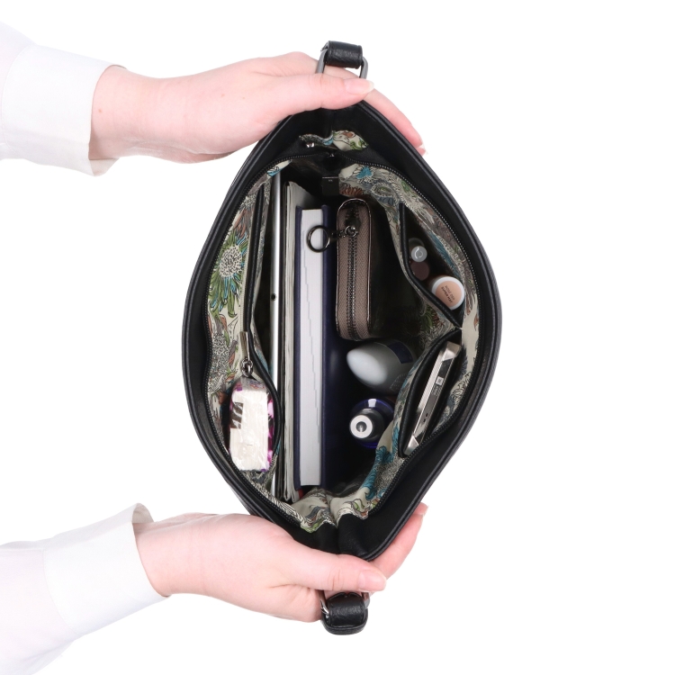 Crossbody kabelka s ozdobnými zipy Tangerin materiál syntetická kůže zapínání na zip barva šedá velikost střední 8050 ANT Vnitřek