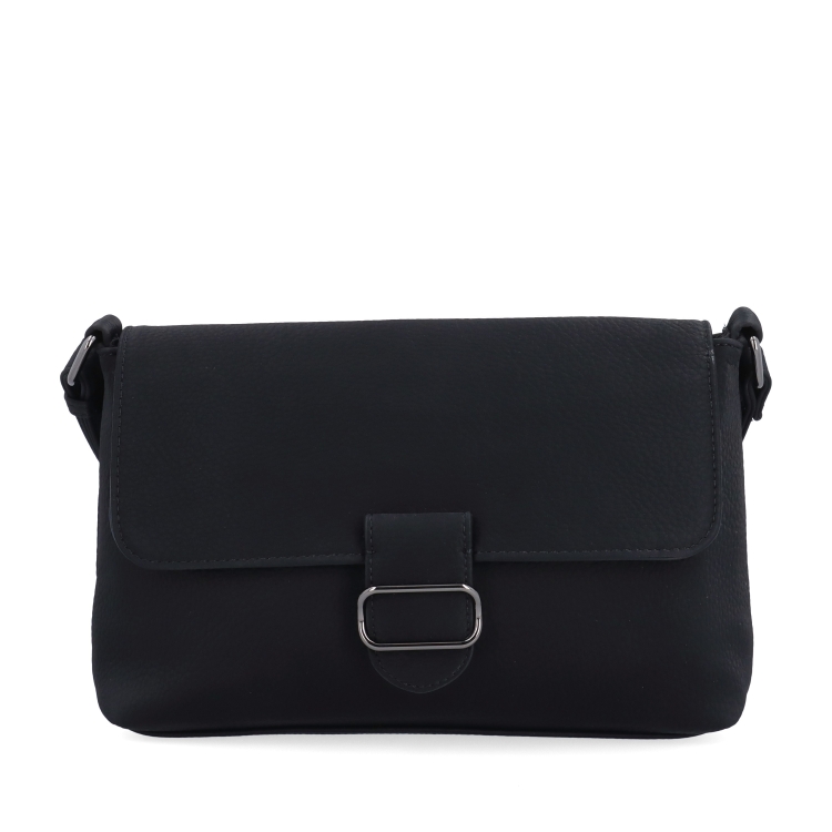 Elegantní crossbody kabelka s klopou Le Sands materiál syntetická kůže zapínání s klopou barva černá velikost malá 4652 C Zepředu