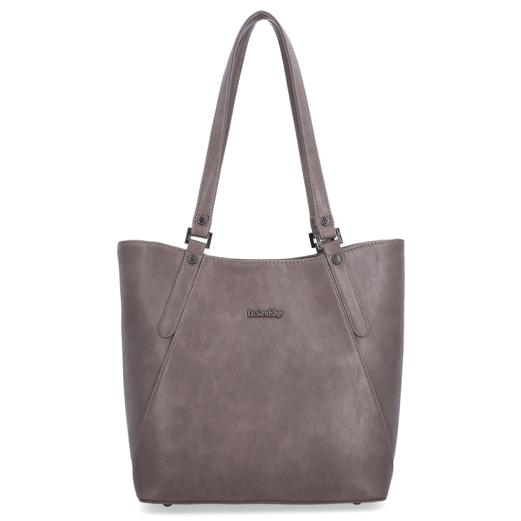 Prostorná shopper kabelka přes rameno Le Sands materiál syntetická kůže zapínání na zip barva taupe velikost velká 7703 T Zepředu