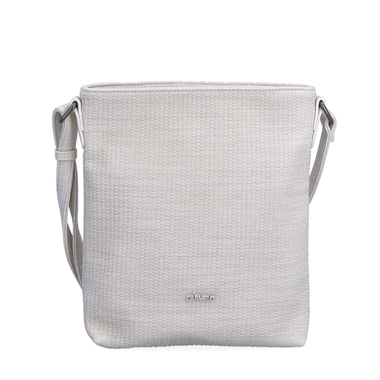 Malá slaměná crossbody kabelka Carmelo materiál syntetická kůže zapínání na zip barva béžová velikost malá 4308 K Zepředu