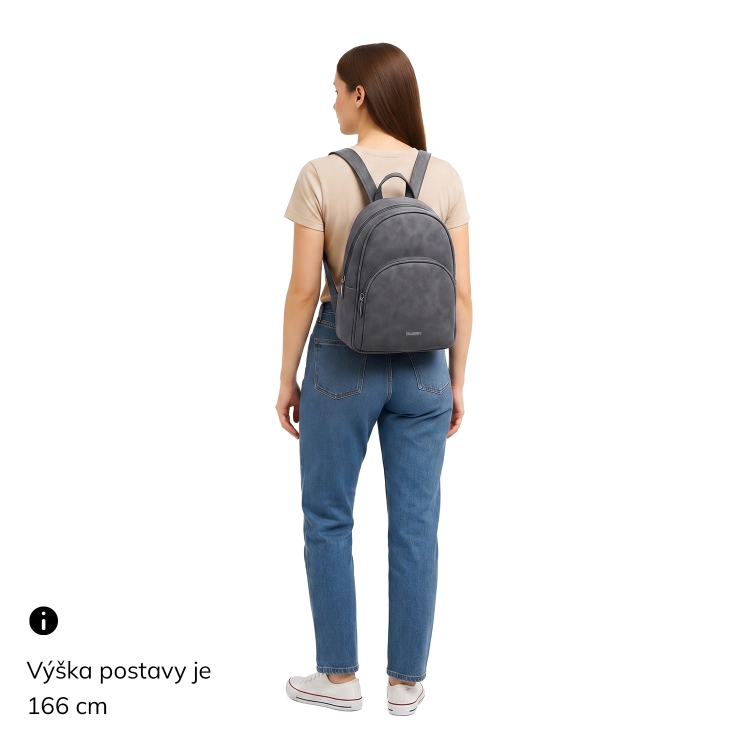 Stylový dámský batoh do města Tangerin materiál syntetická kůže zapínání na zip barva béžová velikost střední 1113 BE Na postavě