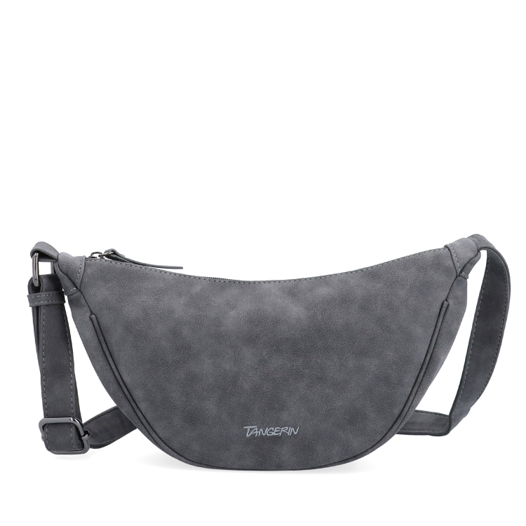 Stylový dámský moonbag ze syntetického materiálu Tangerin materiál syntetická kůže zapínání na zip barva šedá velikost malá 1112 ANT Zepředu
