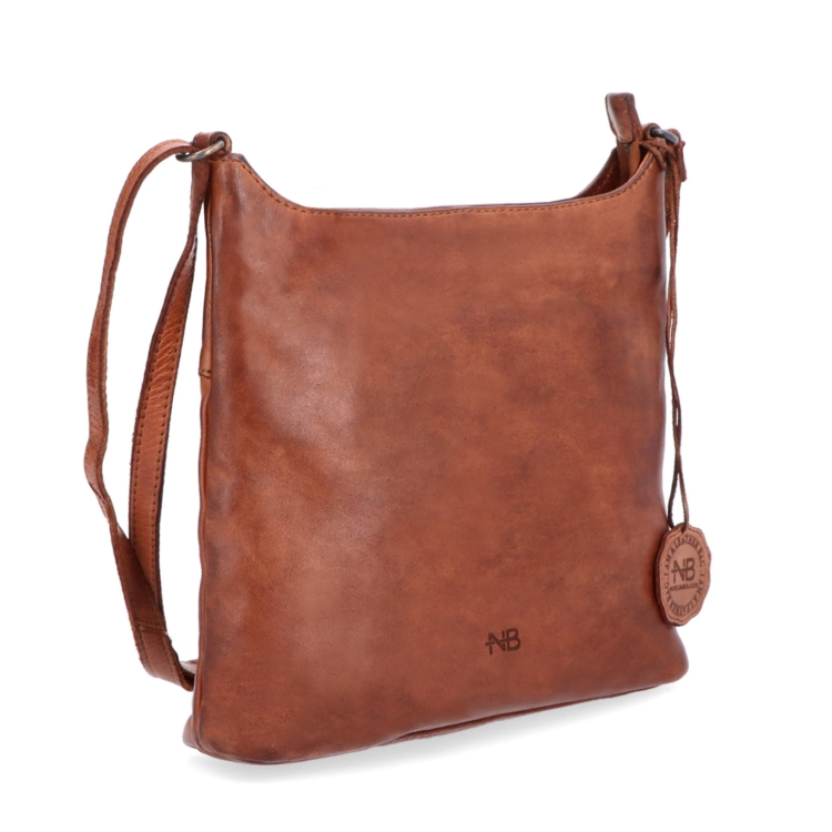 Kožená crossbody kabelka pro každý den Noelia Bolger materiál kůže zapínání na zip barva koňaková velikost malá NB 2404 KO