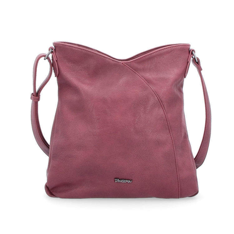 Asymetrická crossbody kabelka s prošíváním Tangerin materiál syntetická kůže zapínání na zip barva vínová velikost střední 8023 BO Zepředu