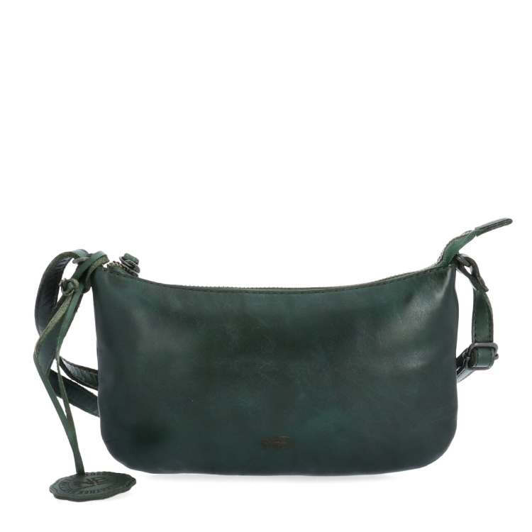 Malá elegantní kožená crossbody kabelka Noelia Bolger materiál kůže zapínání na zip barva zelená velikost malá NB 2420 ZE Zepředu