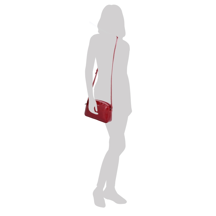 Malá minimalistická kožená crossbody kabelka Noelia Bolger materiál kůže zapínání na zip barva červená velikost malá NB 0106 TCV Na postavě