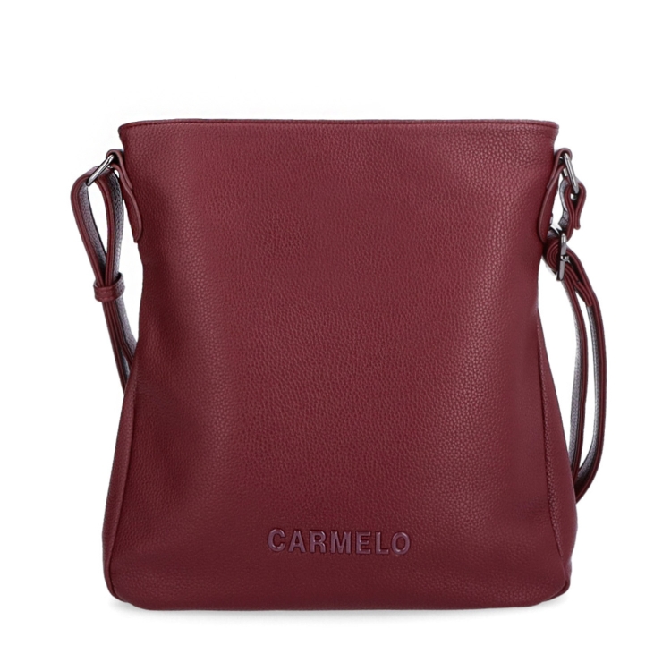 Designová crossbody kabelka Carmelo materiál syntetická kůže zapínání na zip barva vínová velikost střední 4271 BO Zepředu