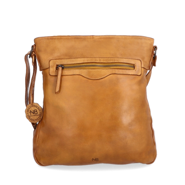 Kožená crossbody s přední zipovou kapsou Noelia Bolger materiál kůže zapínání na zip barva žlutá velikost střední NB 2103 ZLU Zepředu