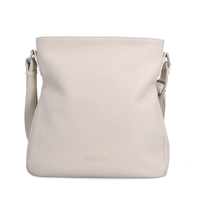 Designová crossbody kabelka Carmelo materiál syntetická kůže zapínání na zip barva béžová velikost střední 4271 BE Zepředu